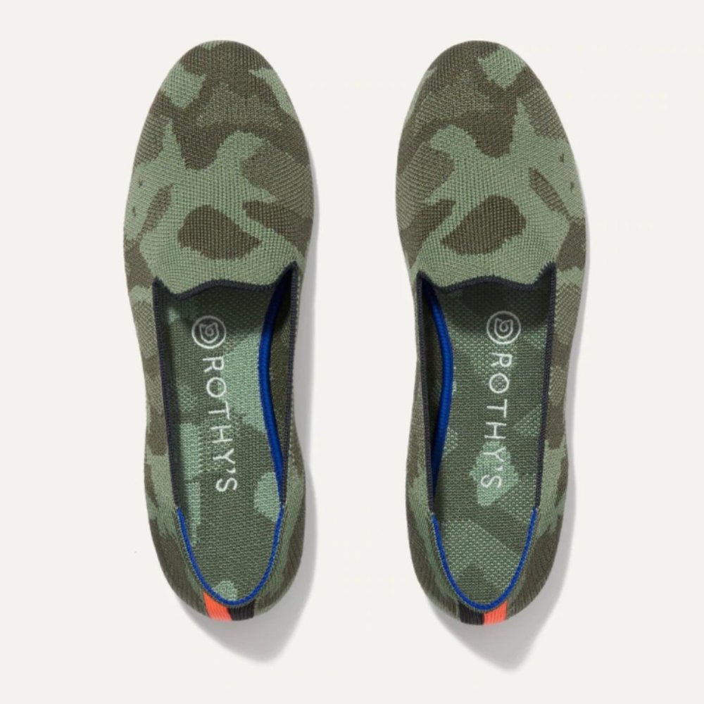 Rothy's The Loafer in Olive Camo with Stripes - EUC - 6